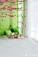 5x7ft Top Photography Background Green Elegant Curtain Children Baby Series Photo Studio Vinyl Printed Backdrops Bear Toy Props