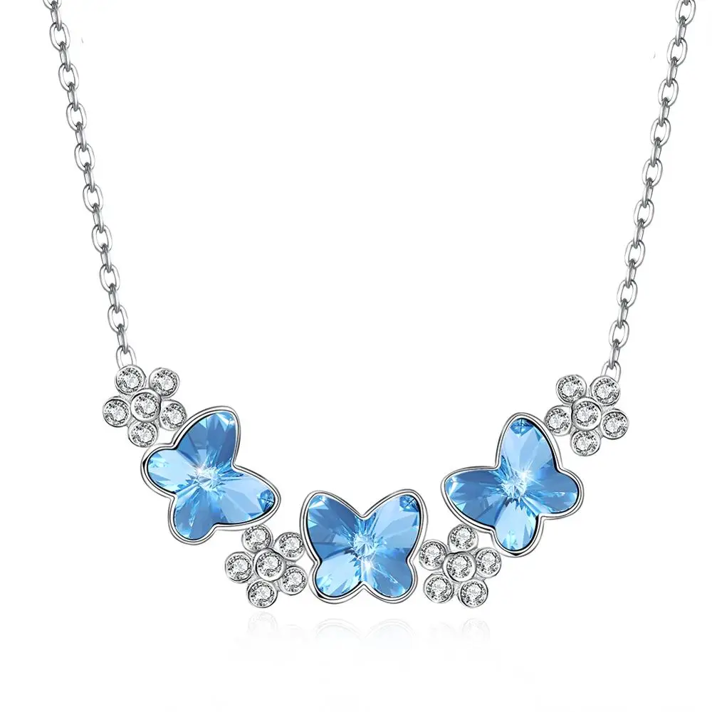 

Swarovski element crystal butterfly S925 sterling silver necklace SVN282