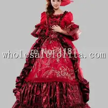 Горячая 17 18-го Века Мария Антуанетта Барокко Рококо Линия Готическом Платье Бальное платье