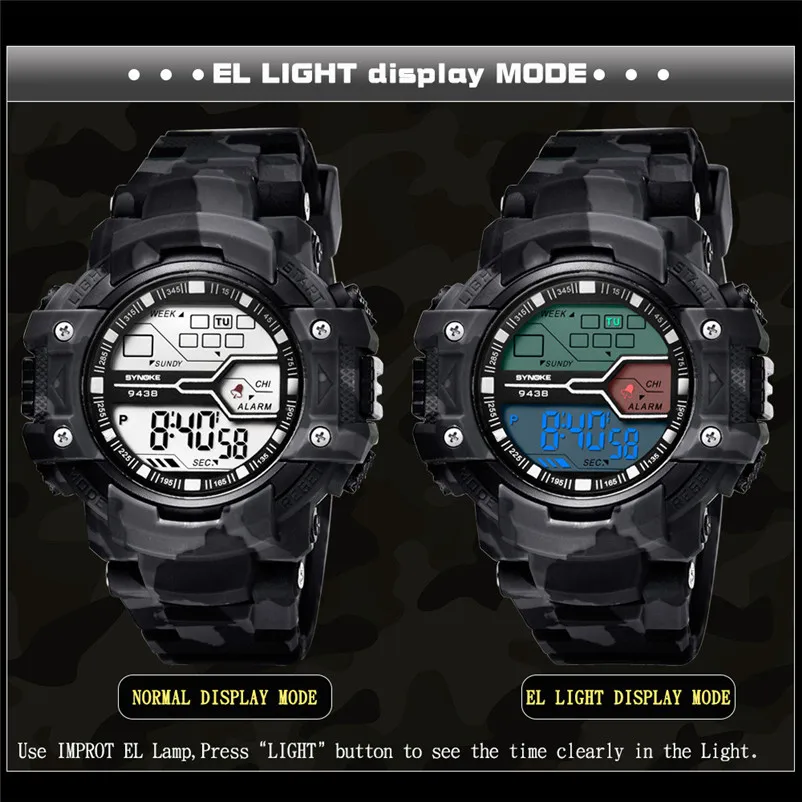 SYNOKE brand men sports watches Function Military Watch LED Digital Dual Movement Wristwatch Clock relojes hombre O29#N (4)
