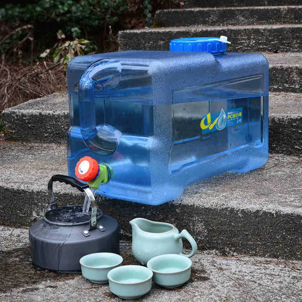 12L Portable Outdoor Camping Car Water Carrier Bucket Canister Storage Container with Handle & Water Tap for Parties Picnic BBQS
