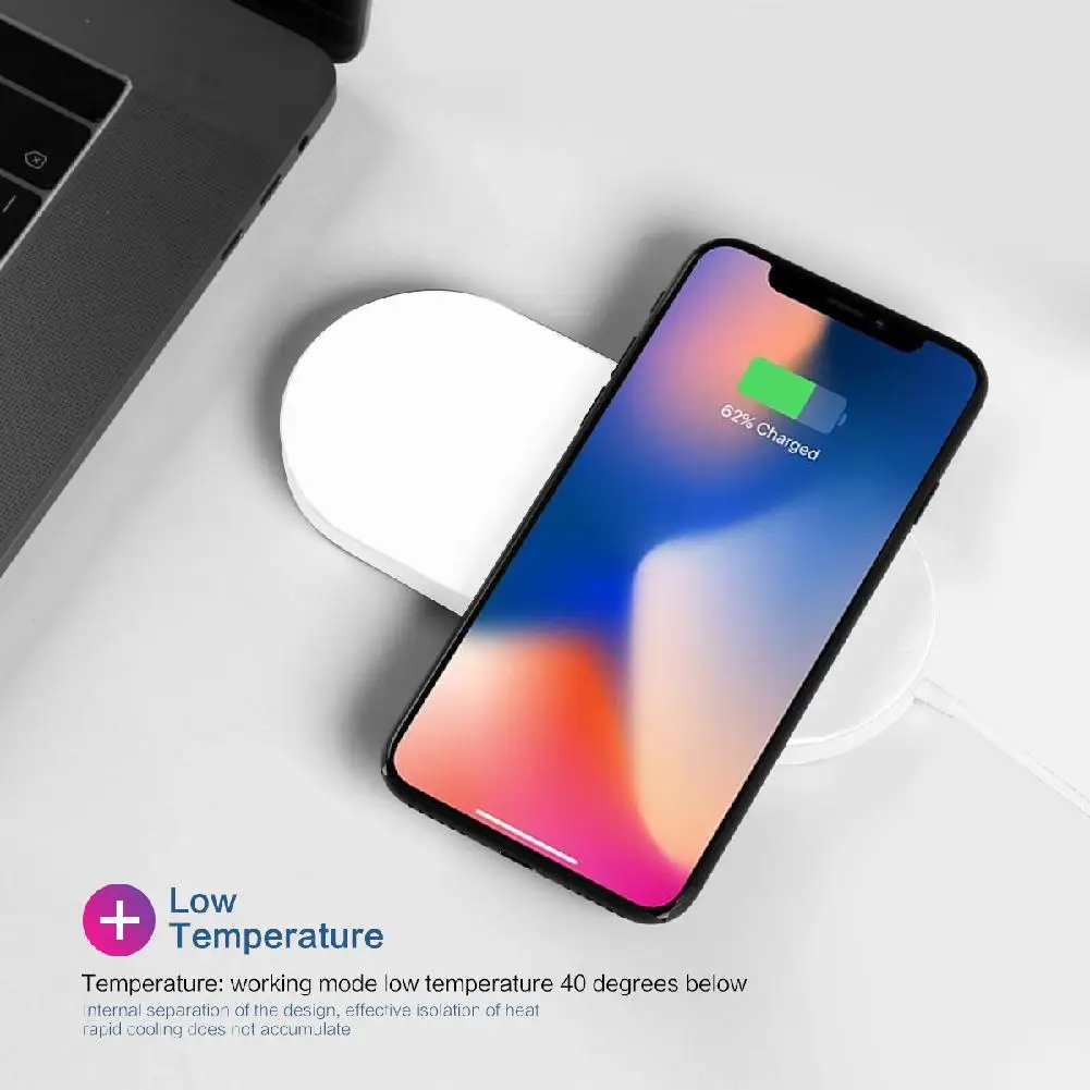 Портативная беспроводная зарядная подставка 2 в 1 Qi для iWatch зарядное устройство