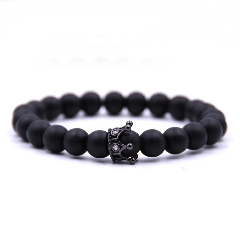 Couple Bracelet Charms Stone Beads Men Jewelry Crown Bracelets For Women Bangles Pulseira Masculina Bileklik Pulseira Feminina