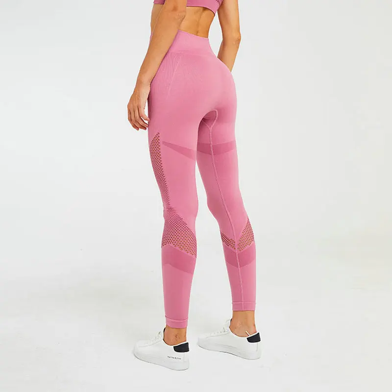 Ceny Hollow Out Bezszwowe legginsy kobiety wysokiej talii spodnie jogi Push Up kontrola brzucha Sport Fitness Gym legginsy Booty sportowe rajstopy