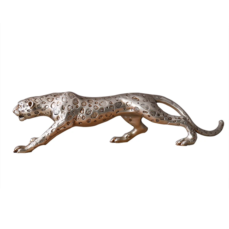 

European Resin Leopard Ornaments Figurine Desktop Crafts Vintage Lucky Leopard Miniature Feng Shui Personal Home Decoration Gift
