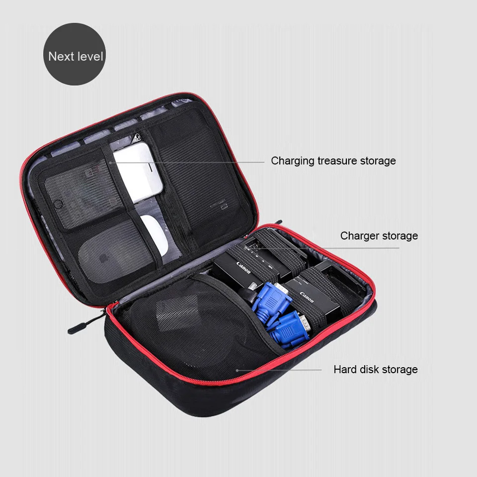 Online Bolso organizador de accesorios electrónicos de viaje de 2 capas de nailon de alta calidad Acoki, bolso de transporte de gadgets de viaje, tamaño perfecto para iPad