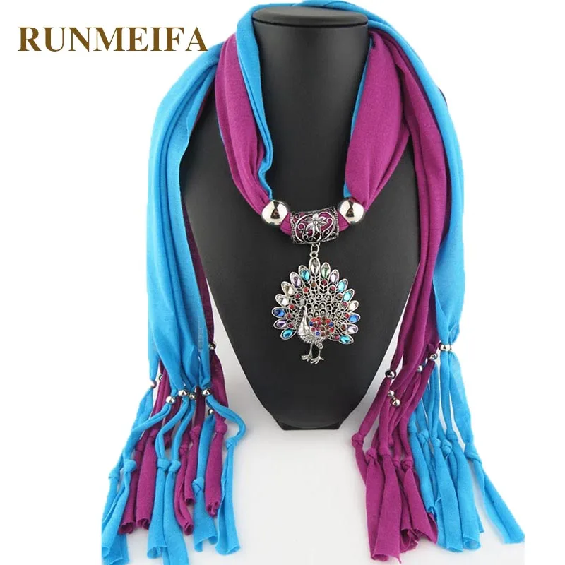 RUNMEIFA Pendants Necklaces Scarf Women Iron Alloy Peacock Acrylic Pendant Accessories Free Shipping 180*40 | Украшения и