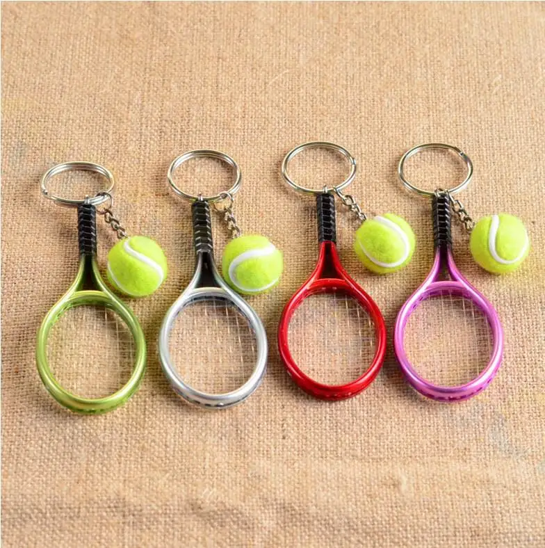 Tennis bag Pendant plastic mini tennis racquet key ring Ornaments sport keychain fans souvenirs key chain gifts