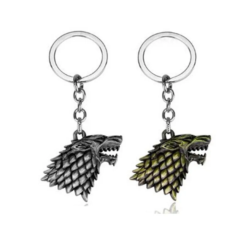 

Game of Throne Keychain House Stark Wolf Head Key Chains Retro Style Keyrings Car Key Holder for Man Woman ACCESSORIES