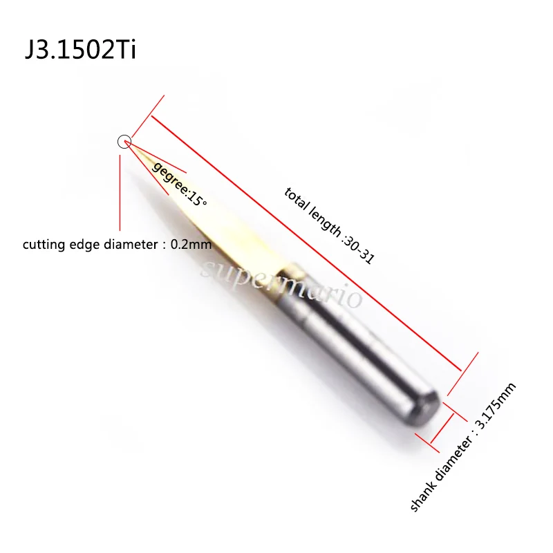 Shina 10 шт. Фрезерный резак с титановым покрытием нож с карбидным лезвием 1/" хвостовик градусов 10-90 PCB гравировальные биты CNC Маршрутизатор Инструменты Концевая мельница - Длина режущей кромки: J3.1502Tix10pcs