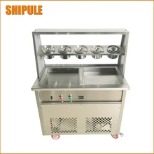 2017 new fruit fried ice fried ice machine double boiler single pressure fried ice cream machine with 5 buckets/tanks/toppings