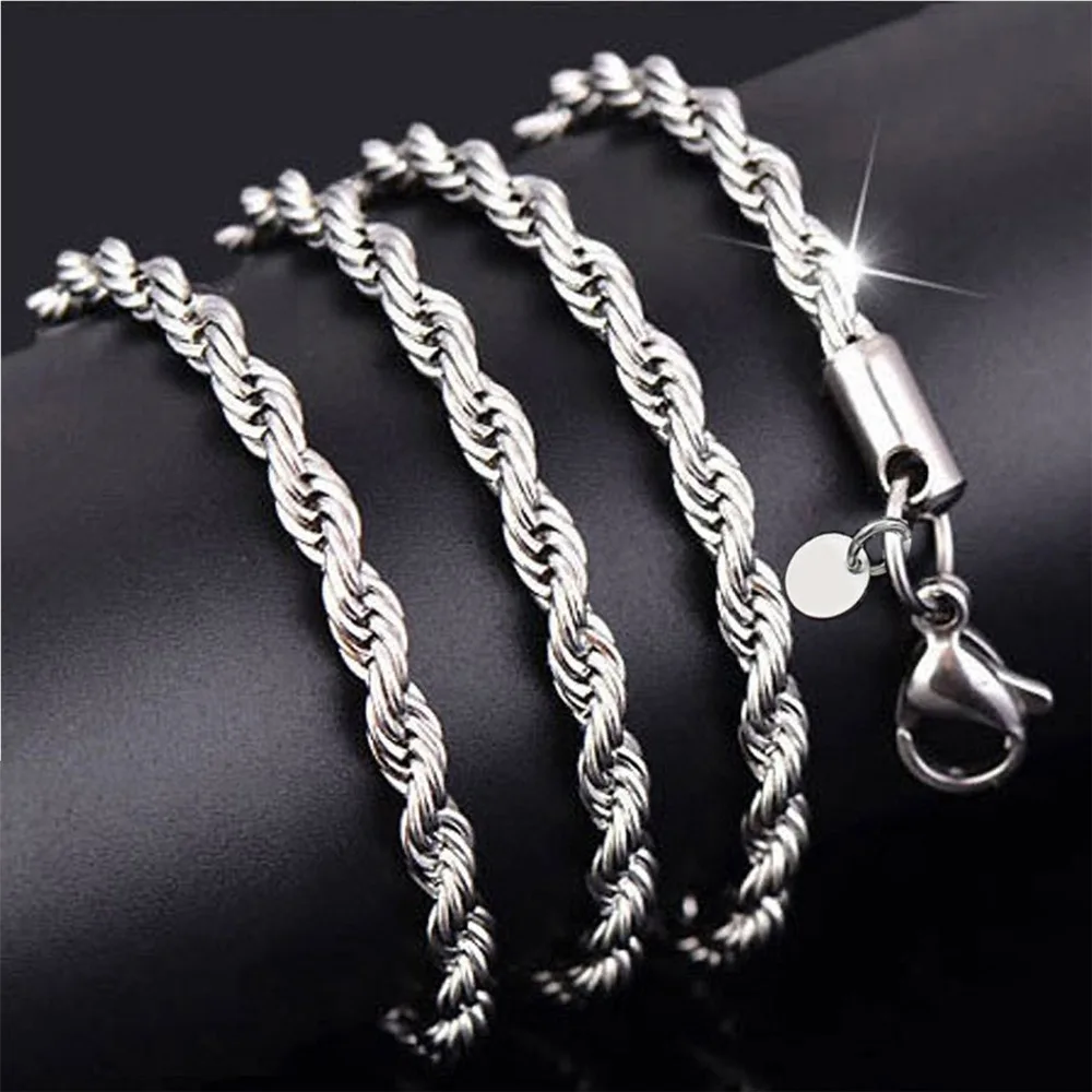 New Fashion 4mm Silver Plated Men's Rope Chain Necklace 16-24 Inch Jewelry | Украшения и аксессуары