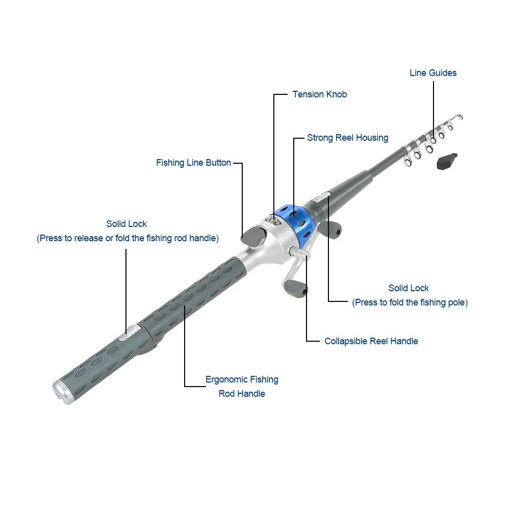151cm Foldable Telescopic Fighing Pole Mini Folding Fishing Rod