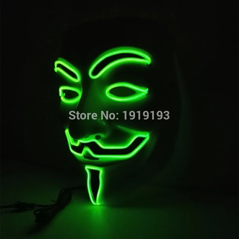 20 узор светодиодный маска мигающий на проводе Новинка неоновое освещение свет дизайн на первое апреля день украшения - Цвет: Lemon Green 1