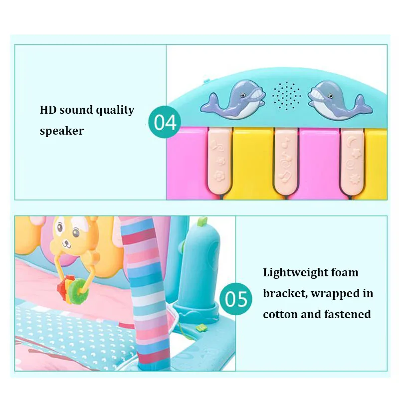 Музыкальные Развивающие игрушки для новорожденных в тренажерном зале, детские игрушки с пультом дистанционного управления и педалью для игры на пианино, игрушки для детей 0-12 месяцев