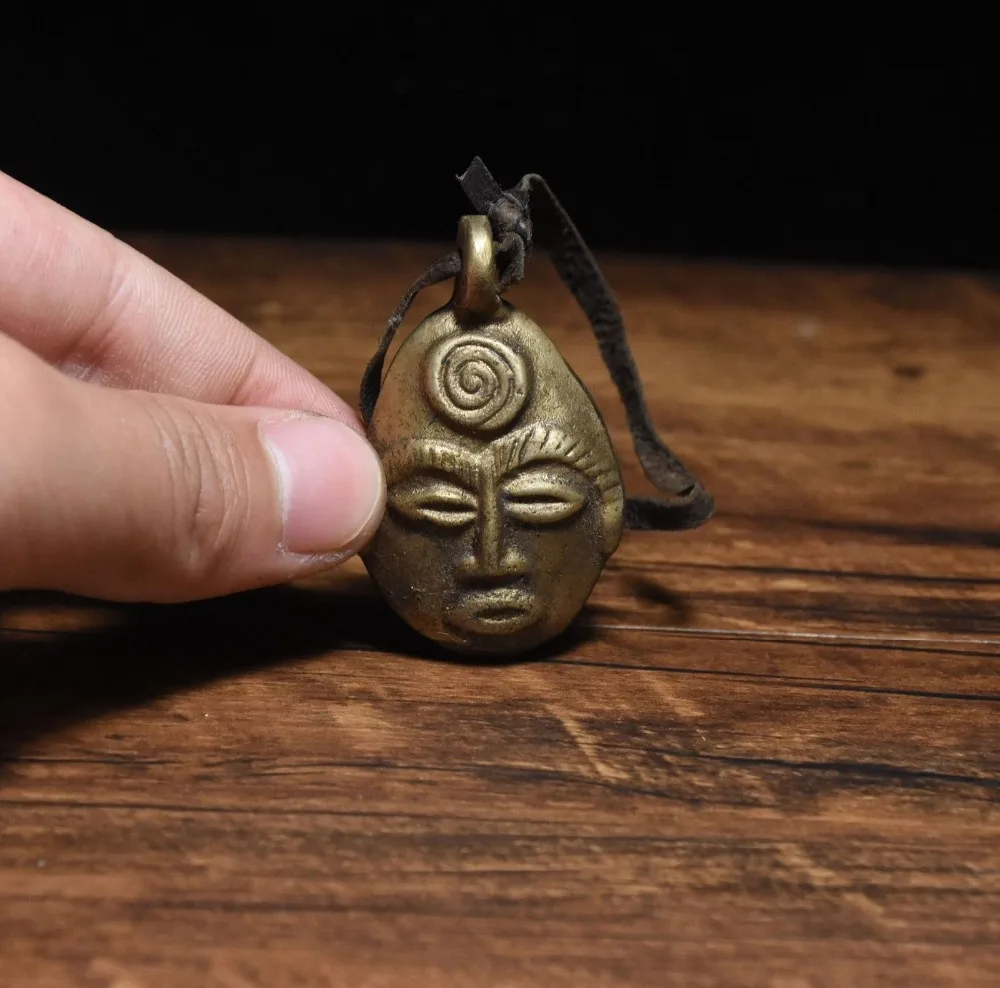 

wedding decoration Collection Tibetan Buddhism Copper Bronze Buddha Head Statue Amulet Pendant