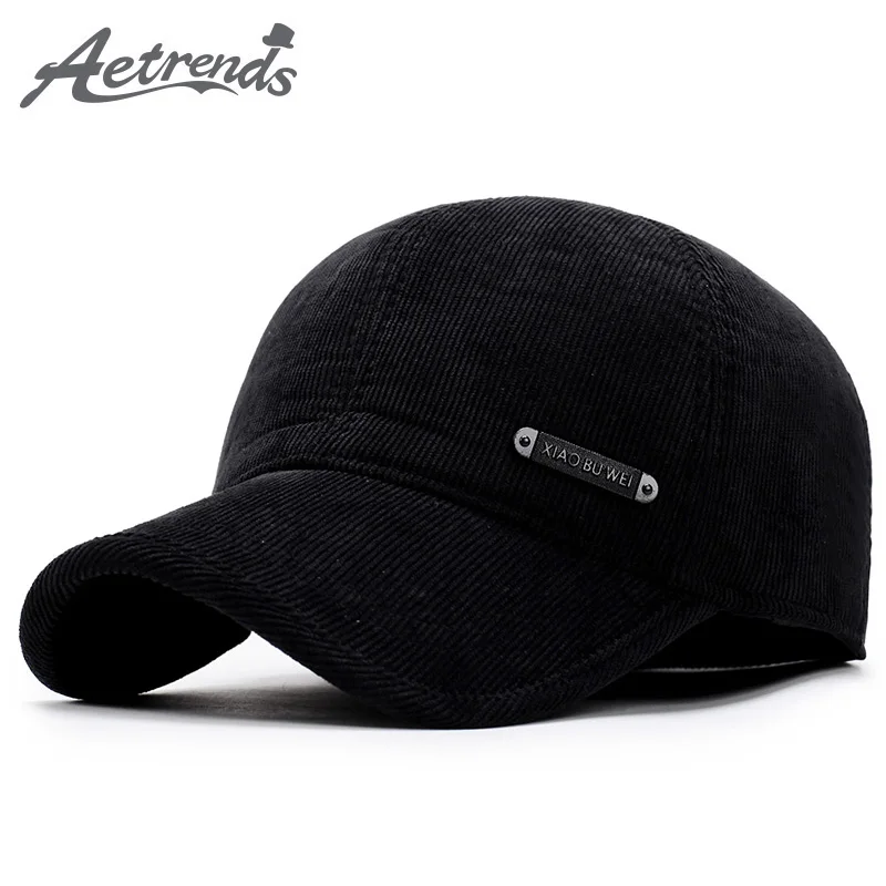 

[AETRENDS] 2017 New Winter Baseball Cap Men Keep Warm Hats with Ear Flap Male Winter Caps Dad Hat Z-5922