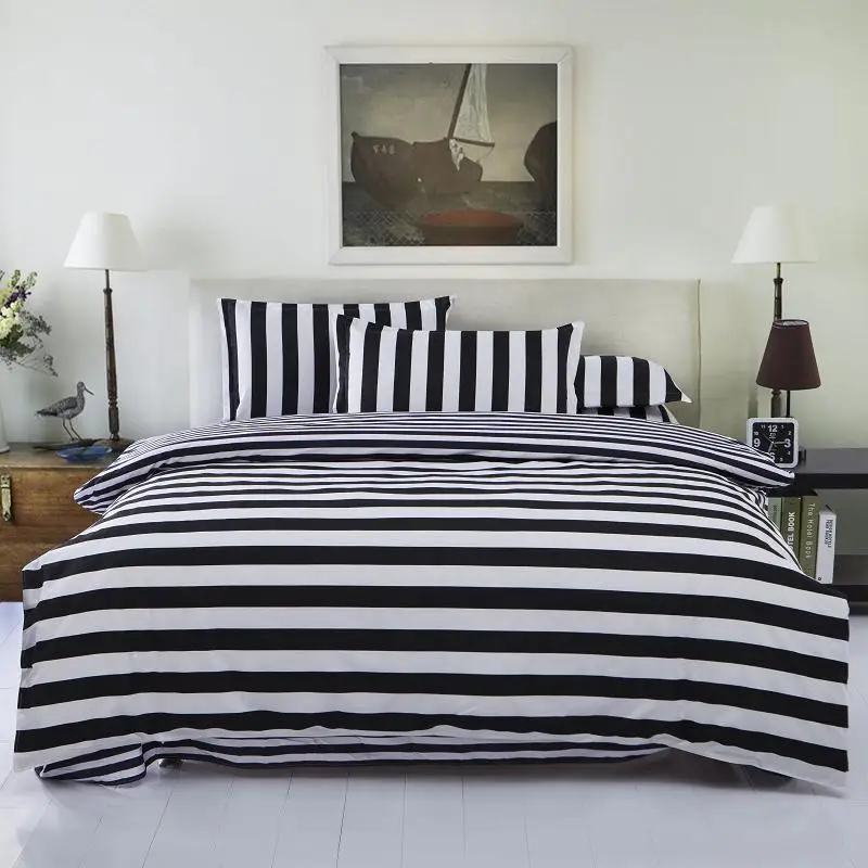 Black And White Pattern Reactive Printing 4pcs 3pc Bedding Set