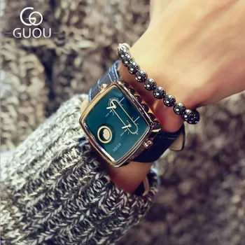 

GUOU Fashion Women's Watches For Lovers's Watch Ladies Watch Rose Gold Bracelet Clock Waterproof relogio feminino saat