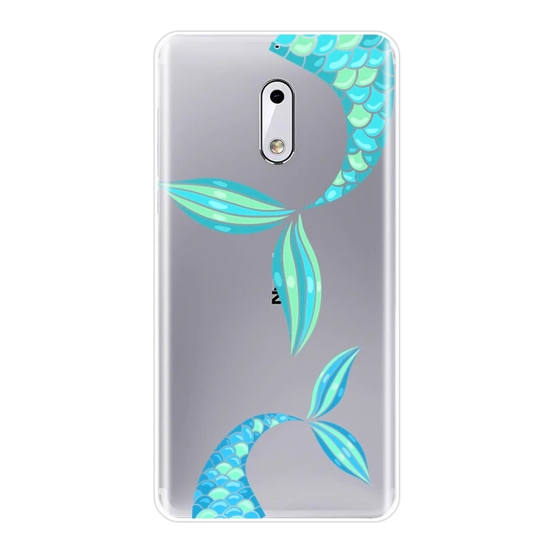 ТПУ задняя крышка для Nokia 7 Plus X6 Mermaids Girl Fish Pineapple Flower Wave силиконовый мягкий чехол