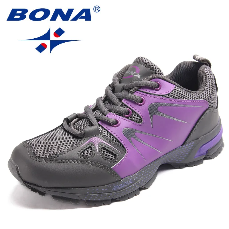 BONA/Новое поступление; женские кроссовки в классическом стиле; женская спортивная обувь на шнуровке; кроссовки для бега; светильник; Быстрая - Цвет: DARK GREY VIOLET