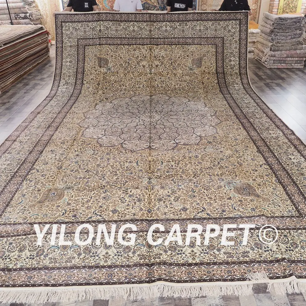 Yilong 12'x18 персидские ковры ручной работы oversize высокого качества Популярные восточного искусства шелковые ковры (sch050a12x18)