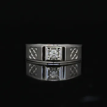 

LASAMERO Rings for Men 0.087CT Round Cut Natural Diamond Ring 18k White Gold Engagement Wedding Ring