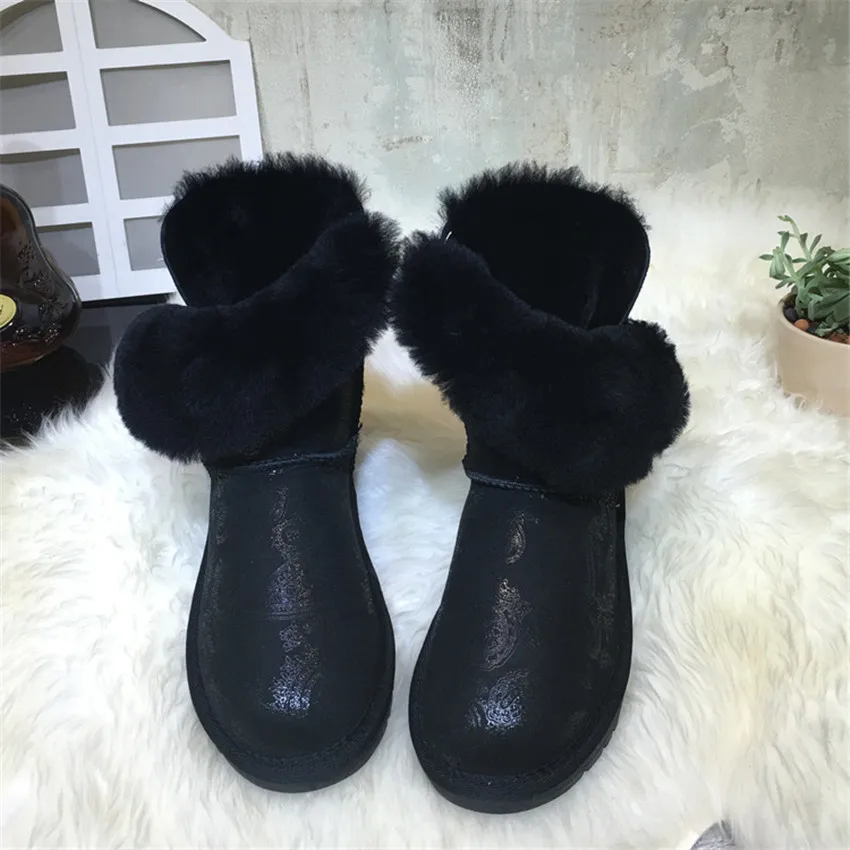 Kopen Fashion Nieuwe Collectie Echte Schapenvacht 2018 Vrouw Winter Classic Snowboots Echte Schapenvacht Vrouwen Laarzen Top Kwaliteit vrouwen Schoenen