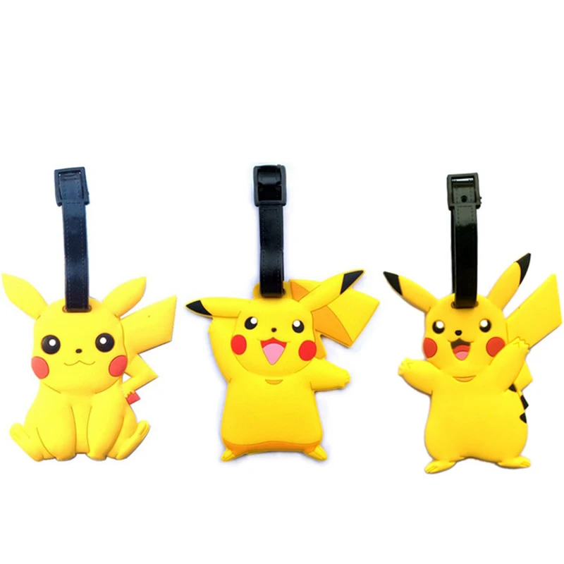 

Travel Accessories Pokemon Go Pikachu Luggage Tag Cute Cartoon Silica Gel Suitcase Baggage Boarding Tags Portable Label