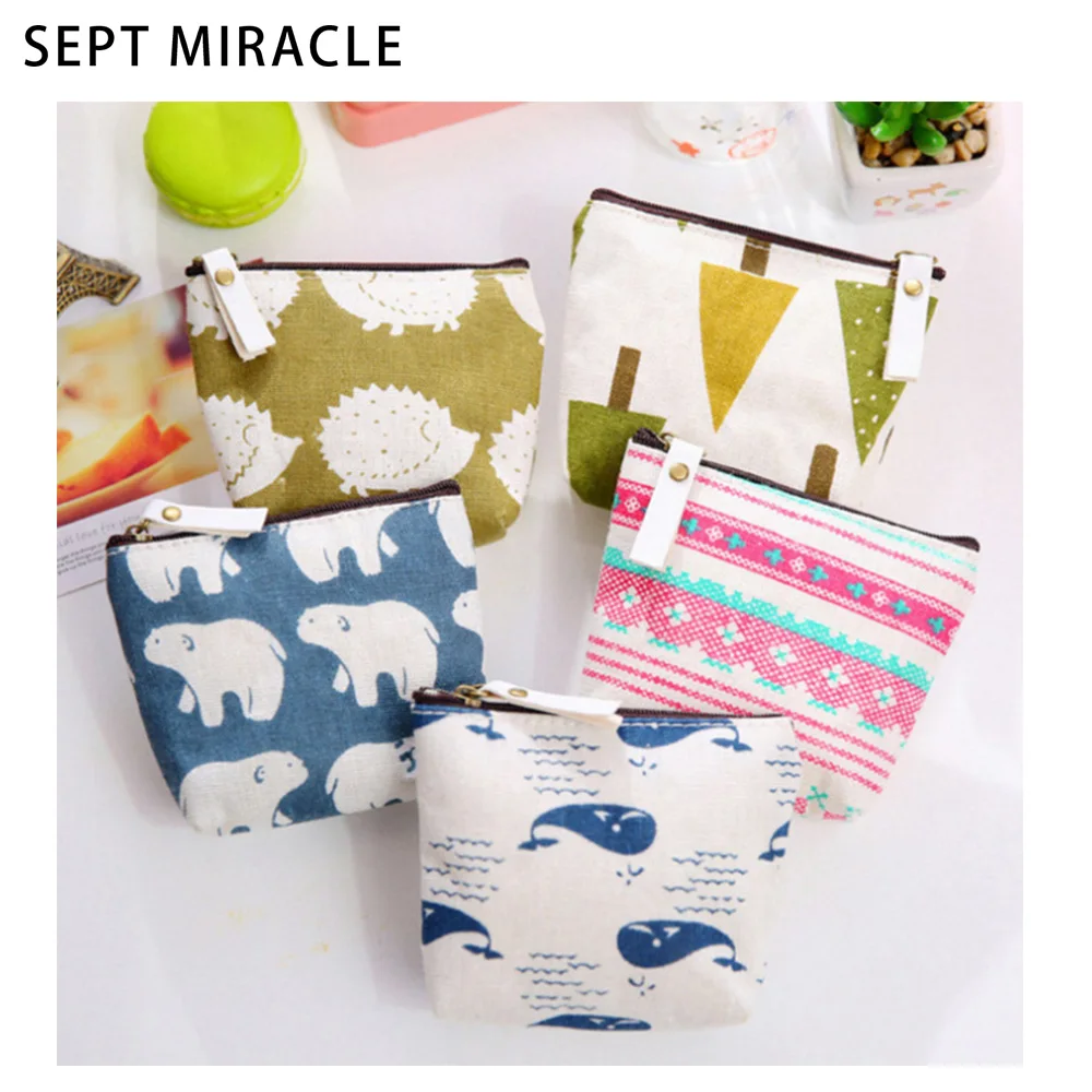 

Girls Coin Purses Unisex Cute Wallets Fashion Cartoon Canvas Zipper Money Pouch Mini Key Bag Short Storage Gift Wallets