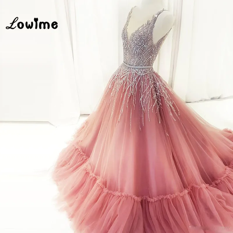 Сексуальное праздничное платье с глубоким v-образным вырезом, длинное платье для выпускного вечера с кристаллами, розовое вечернее платье, элегантное вечернее платье