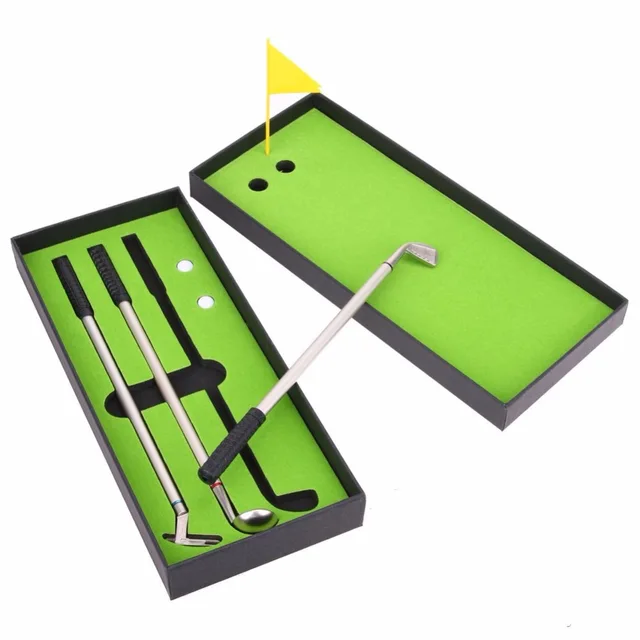 Caiton Golf pen set, mini desktop golf ball pen gift set with putting