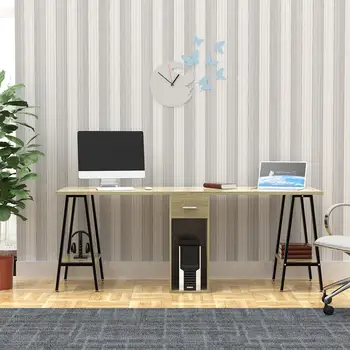 

DEWEL Two Person Computer Desk with Drawers 78'' Extra Large Long Computer Desk Double Workstation Computer desks with Storage