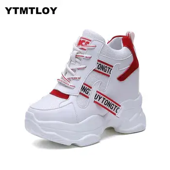 

White Trendy Shoes Women High Top Sneakers Women Platform Ankle Boots Basket Femme Chaussures Femmes Height Increase Shoes