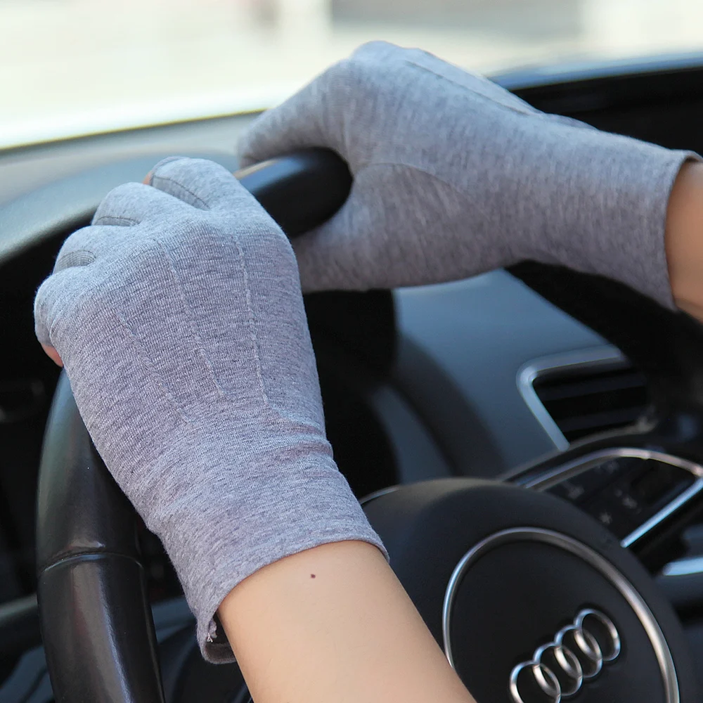 Летние перчатки унисекс с полупальцами, солнцезащитные перчатки для мужчин и женщин, тонкие Нескользящие хлопковые рукавицы с полупальцами для вождения, мужские и женские SZ109N
