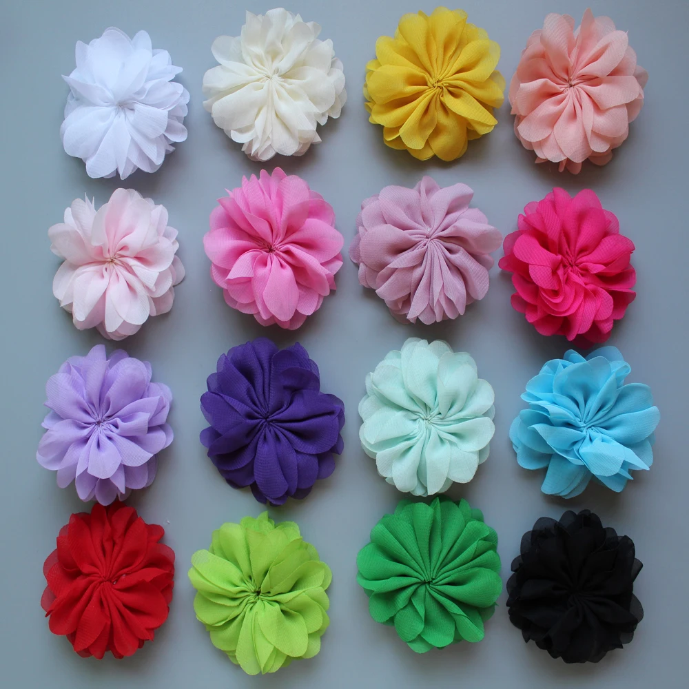 

2017 promotion 2.8'' double layer Chiffon Fabric Flower girls kids hairbows hair accessories 1000pcs/lots Free Shipping