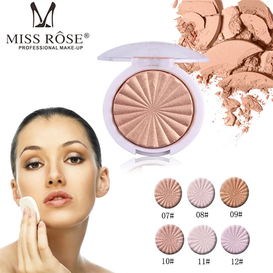 MISS ROSE 1PC Pro 3D Shimmer Highlighter Face Powder Palette Face Base