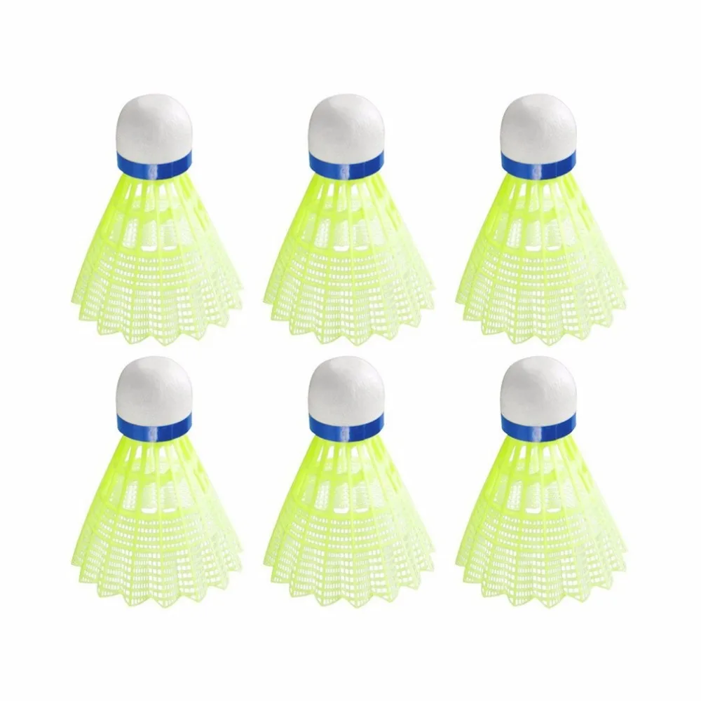 6pcs/set Super Durable Light Plastic Yellow/White Nylon Badminton Ball