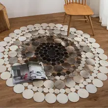 Ковер ручной работы из воловьей кожи, круглый ковер для учебы, компьютерное кресло, журнальный столик для гостиной, напольный коврик, прикроватное одеяло для спальни