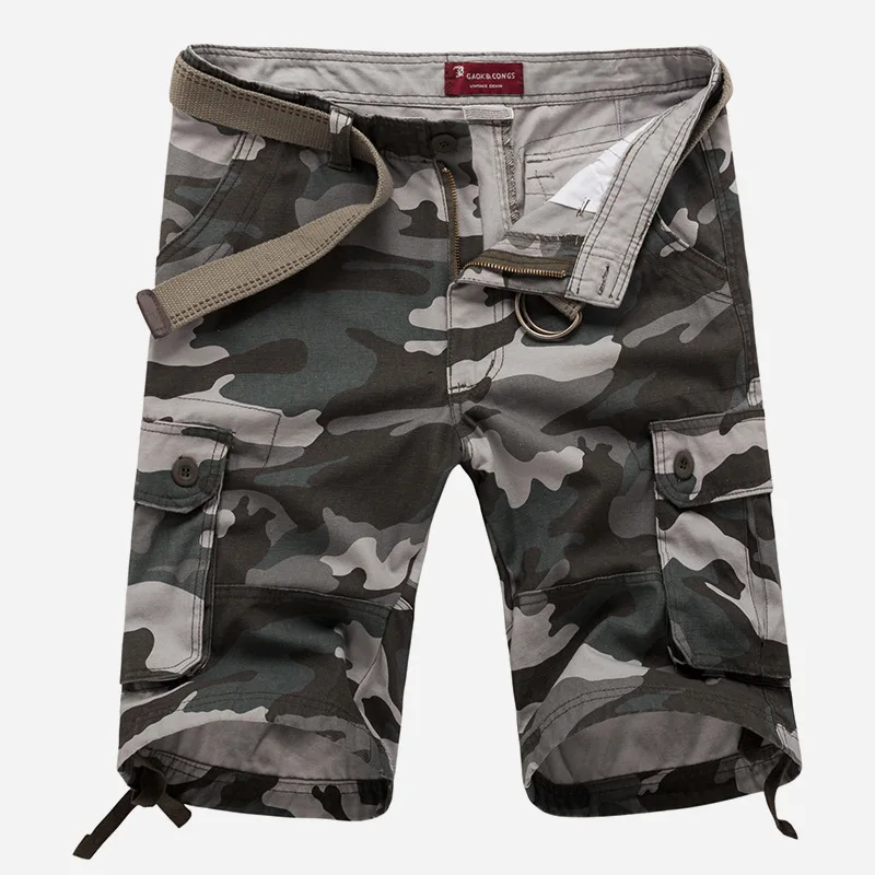 Камуфляж карго-шорты камуфляжные мужские летние хлопковые шорты в стиле кэжуал Свободные карманные военные короткие тактические