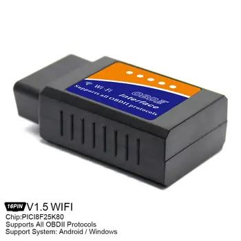 

ELM327 V1.5 PICI8F25K80 Car WiFi Scanner Wireless Auto V03HW-1 Interface Code Readers Diagnostic Tool OBDII Protocols