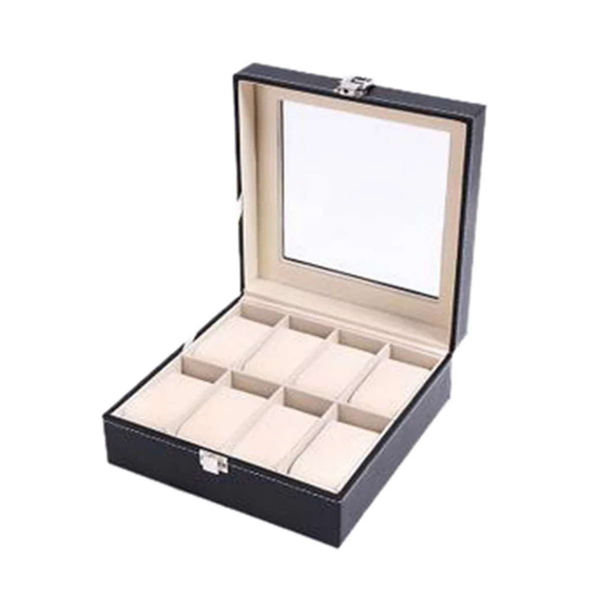 

1PC Black Watch Box Grids PU Leather Jewelry Display Makeup Storage Box Protable Clock Watch Organizer Holder High Quality