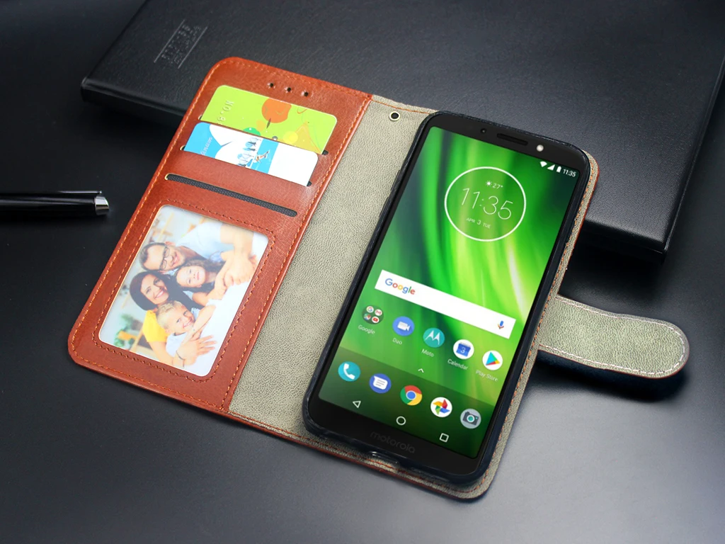 Роскошный кожаный чехол для Motorola Moto G5 G5S G6 G7 E4 E5 E6 Plus Play Case флип-чехол-подставка и силиконовый чехол