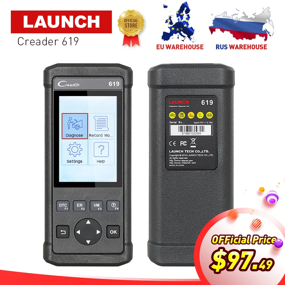 

LAUNCH OBD2 OBDII CReader 619 ( Creader 6011 ) Diagnostic Scan Tool Support ABS,SRS Systems OBD 2 scanner diagnostic-tool CR 619