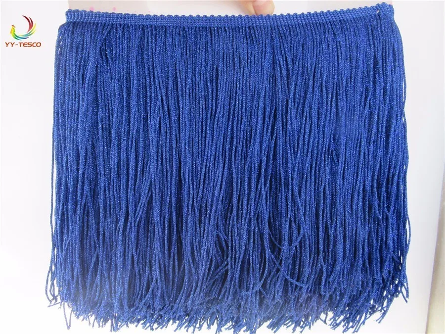 10 Yards 20 Cm Long Polyester Fringed Edge Trim African Royal Blue