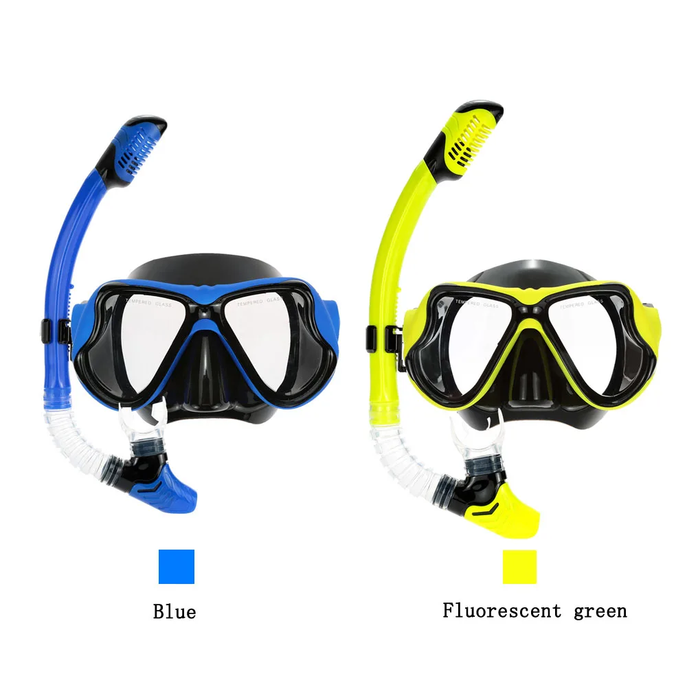 Profession scuba diving set two windows diving mask dry snorkel black