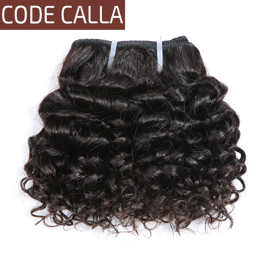 Code Calla Short-cut  Pre-Colored Raw Virgin Human Hair Weave Bundles 3 PCS 6 Inch Kinky Curly 6PCS Can Make A Wig Free Shipping