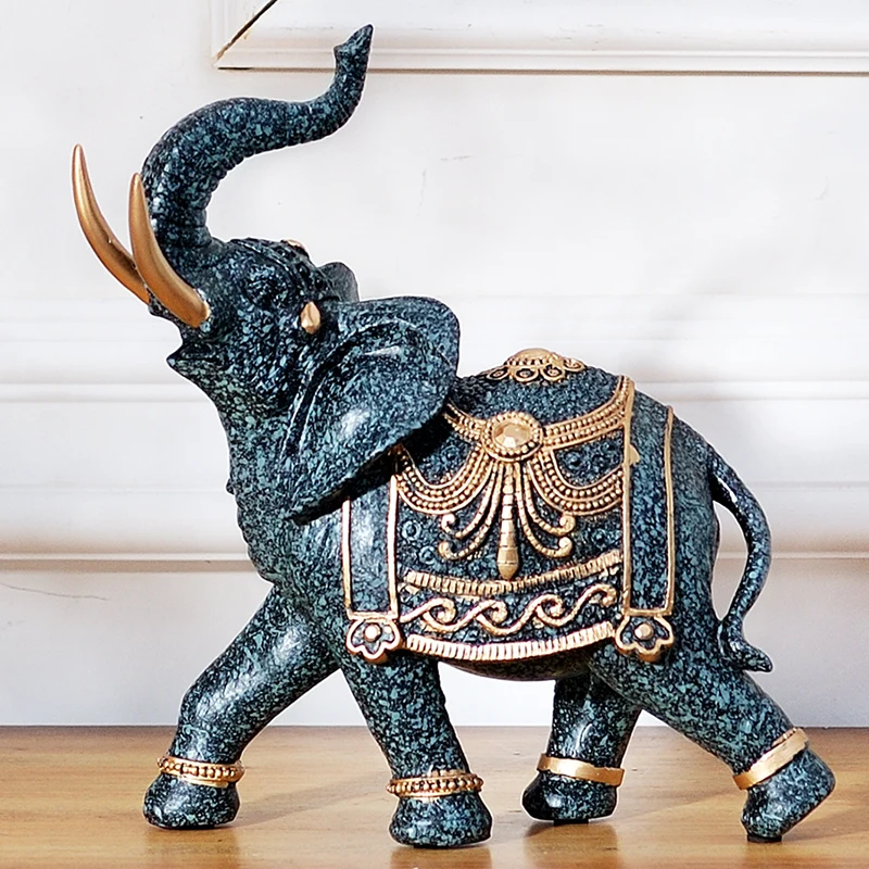 Винтажная статуя животного ручной работы, Статуэтка из смолы, украшение для дома, современные ремесла, свадебный подарок, статуэтки из смолы счастливого слона