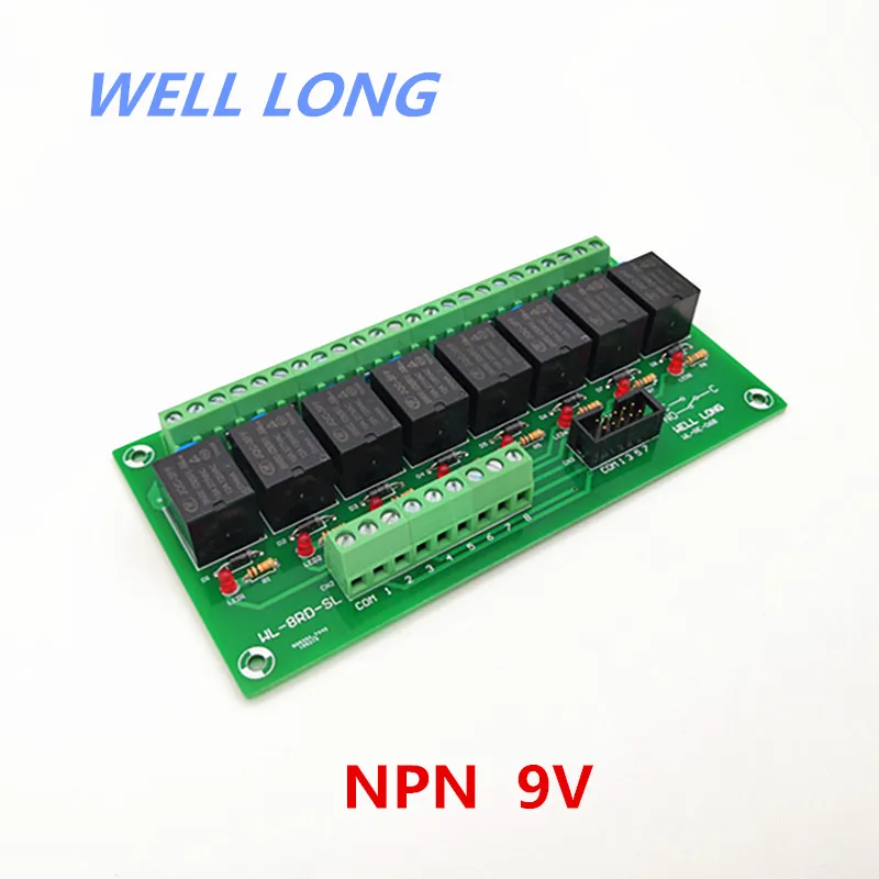 

8 Channel NPN Type 9V 15A Power Relay Interface Module,HF JQC-3FF-9V-1ZS Relay.