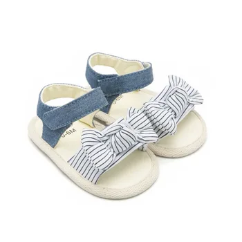 

Baby Shoes Baby Girl Sandals Anti-slip Shoes Stripe Bow Princess Toddler Girls Shoes Soft Sandals